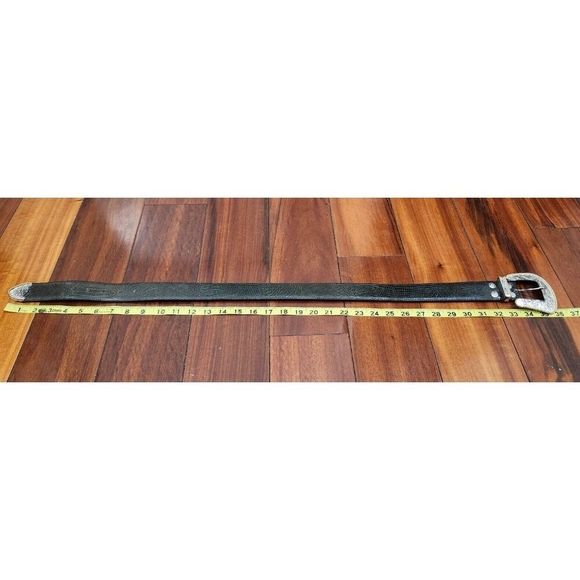 AL BERES Vintage Montana Silversmith Leather Belt-Handmade-Silver and Gold Sz 28 - Picture 14 of 16